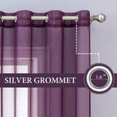 MIULEE Plum Purple Solid Sheer Curtains Elegant Grommet Window Voile Panels Drapes Treatment 2 Panels - Miulee